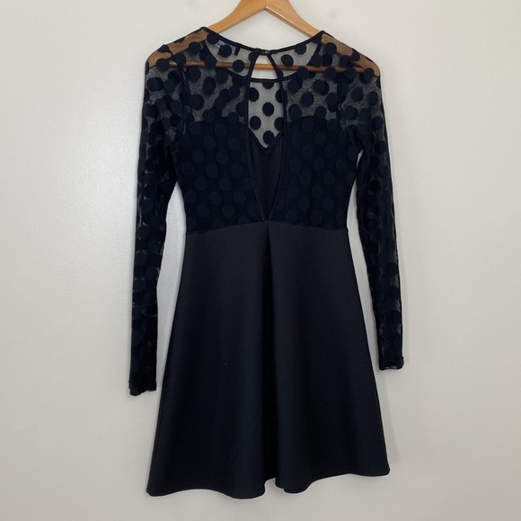 Lulus In Hot Dot-ter Long Sleeve Black Dress - Picture 9 of 11